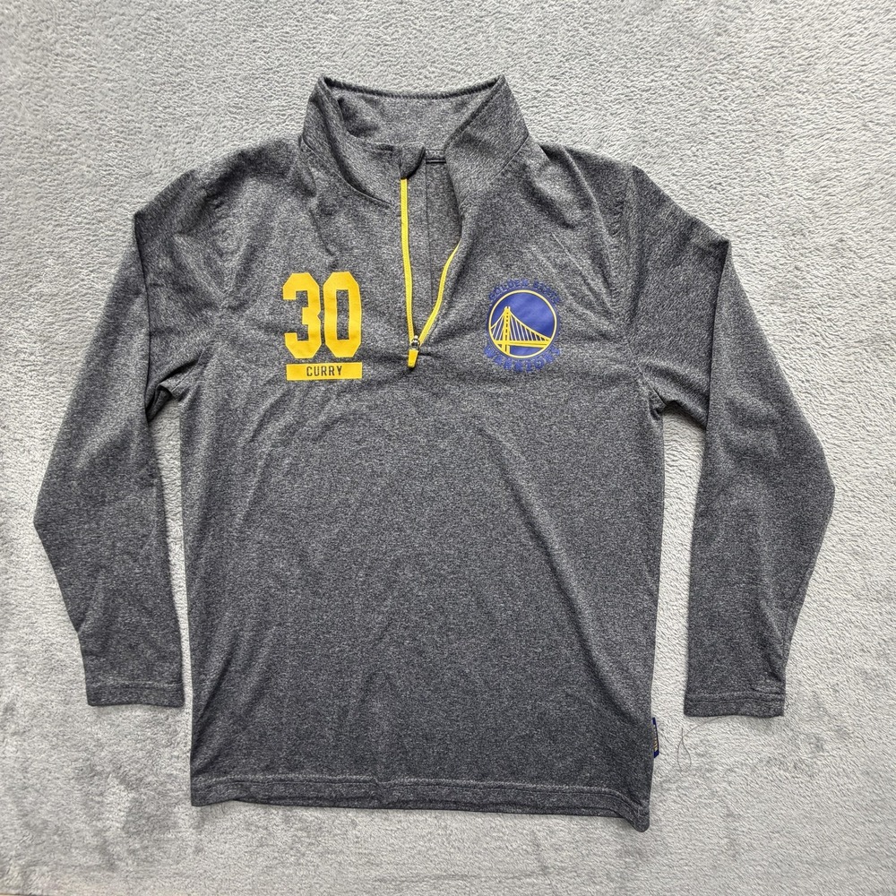 NBA Sweatshirt Boys M Gray 1/4 Zip Curry 30 Golden State Warriors Graphic